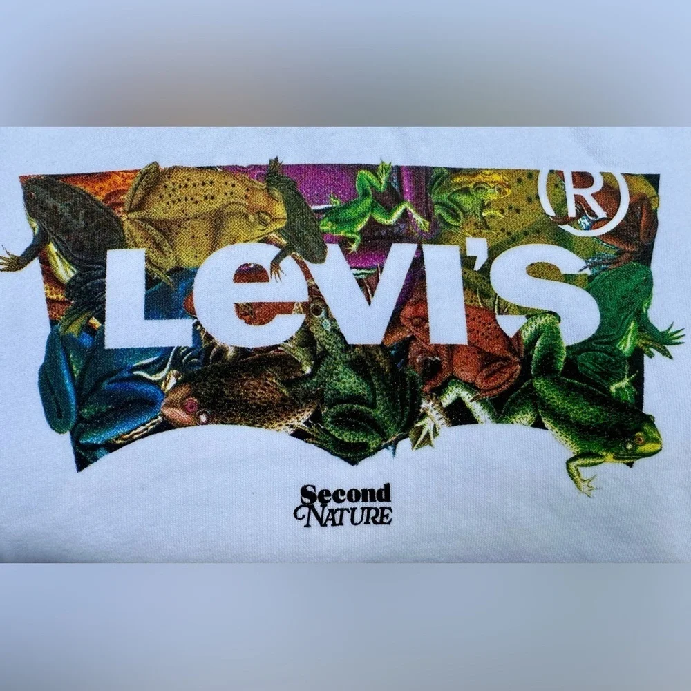 Levi’s Hoodie L White Frog Graphic “Second Nature” Collab Super Clean